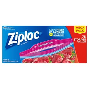 lot 51563 image: Ziploc Gallon Storage Bags - 75ct