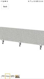 lot 51579 image: VaRoom Acoustic Desktop Privacy Divider, 60��W x 18��H Sound Absorbing Clamp-on Cubicle Desk Divider Partition Panel in Light Grey Tackable Fabric