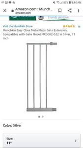 lot 51580 image: Munchkin Easy Close Metal Baby Gate Extension, Silver, 11
