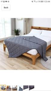 lot 51605 image: Smart Queen Cooling Weighted Blankets Adult (15 lbs, 48x 72, Twin Size) Heavy Blanket, Premium Cotton with Natural Glass Beads