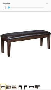 lot 51612 image: Signature Design by Ashley - Haddigan Upholstered Dining Room Bench - Casual Tufted Seating -