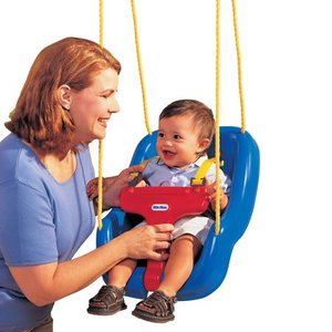 lot 51653 image: Little Tikes 2-in-1 Snug n Secure Swing, Blue