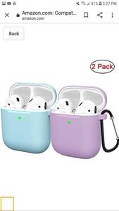 lot 51682 image: Compatible AirPods Case Cover Silicone Protective Skin for Apple Airpod Case 2&1 (2 Pack) BluePurple