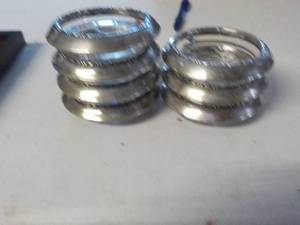 lot 6261 image: 7 silver and glass coasters