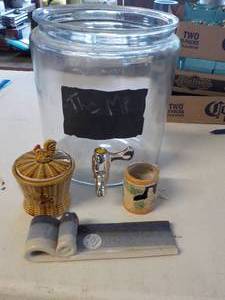 lot 6264 image: glass tea jar with other pieces