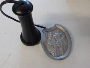 lot 6267 image: Antique crank phone ear piece and metal tray