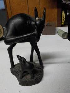 lot 6272 image: hand carved wooden animal art piece 6 tall