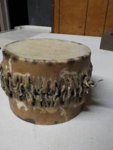 lot 6284 image: small hand made drum 5 wide x 4 tall