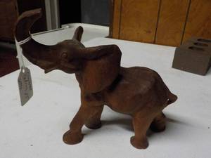 lot 6285 image: hand carved elephant 7 tall x 8 long