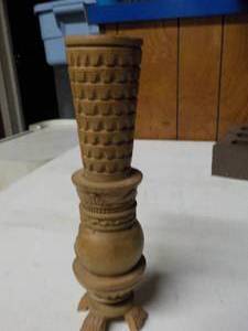 lot 6286 image: hand carved candle holder 9 tall