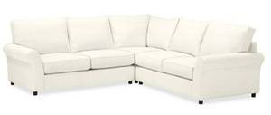 lot 46960 image: PB Comfort Roll Arm Upholstered 3-Piece L-Shaped Sectional with Corner