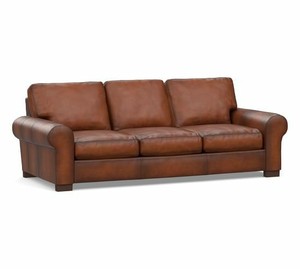 lot 46964 image: Turner Roll Arm Leather Sleeper Sofa