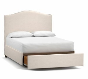 lot 46965 image: Raleigh Curved Upholstered Queen Storage Bed