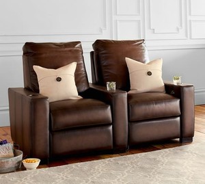 lot 46988 image: Turner Square Media Down Leather Right RAF One Arm Chair Burnished Bourbon