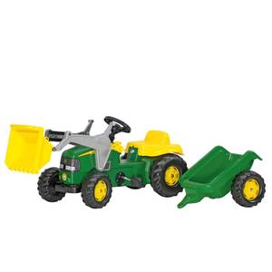lot 1382 image: Rolly Toys John Deere Kid Pedal Tractor with Front Loader and Removable Hauling Trailer
