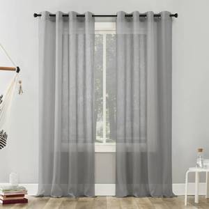 lot 1490 image: 51x63 Erica Crushed Sheer Voile Grommet Curtain Panel Silver - No. 918