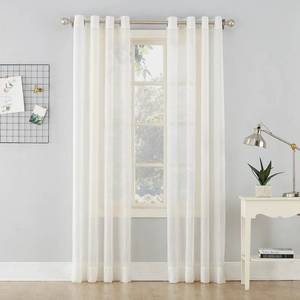 lot 1491 image: 63x51 Erica Crushed Sheer Voile Grommet Curtain Panel Off White - No. 918