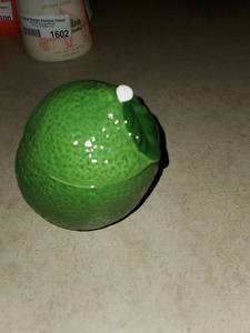 lot 1602 image: 6oz Ceramic Figural Jar Candle Sandalwood & Green Citrus - Fruit Collection - Opalhouse