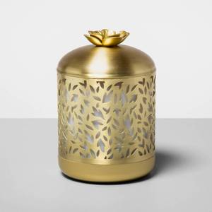 lot 1663 image: 200ml Metal Flower Cutout Color-Changing Oil Diffuser Gold - Opalhouse