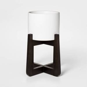 lot 1679 image: 11.5 x 8.5 Ceramic Planter With Stand WhiteBrown - Project 62
