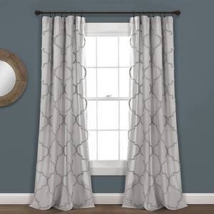 lot 1702 image: 40x84 Avon Chenille Trellis Rod Pocket Light Filtering Window Curtain Panels Light Gray - Lush D�cor