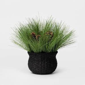 lot 1750 image: 16 x 14 Artificial Spruce and Pine Cones Arrangement in Basket GreenBrown - Project 62