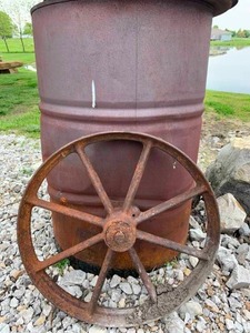 lot 137 image: Antique 21 metal wheel