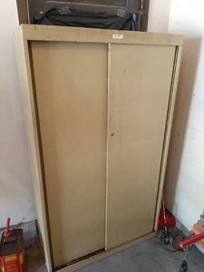 lot 1544 image: Metal Cabinet with 2 Sliding Doors