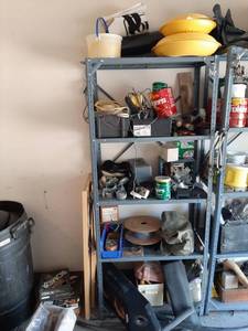 lot 1553 image: Metal Shelf and Contents