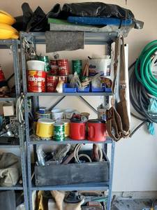 lot 1554 image: Metal Shelf and Contents - Hardware