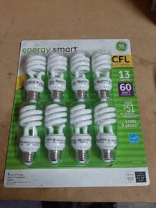 lot 1590 image: GE Energy Smart CFL Spiral Light Bulb, T3, Warm White, 60W Equivalent