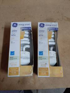 lot 1591 image: (2) GE Lighting 97728 Energy Smart Spiral CFL 42-Watt (150-watt replacement) 2700-Lumen Spiral Light Bulb with Medium Base