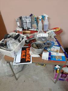 lot 1616 image: Card Table with Contents - Home Repair Items