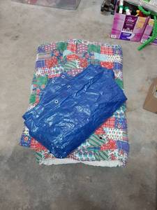 lot 1619 image: Tarp - Approximately 6 by 8 and Sleeping Bag with Half Length Zipper
