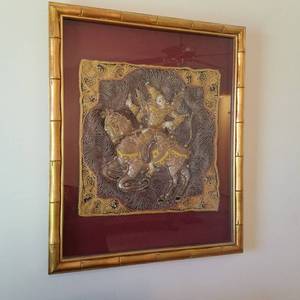 lot 1695 image: Jester on horse framed artwork