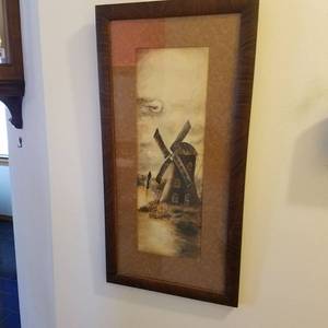 lot 1718 image: two pieces of framed art in hallway