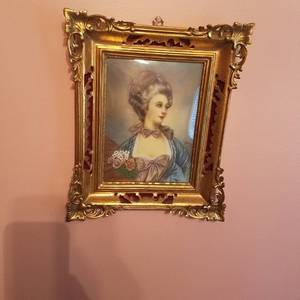 lot 1866 image: framed picture - convex glass - marked silver - approximately 8 by 10