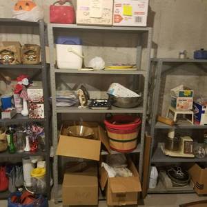 lot 1873 image: Metal Shelf and contents - in Basement