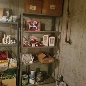 lot 1882 image: Metal shelf and contents - lots of Christmas decor - Paint on Bottom Shelf Not Included