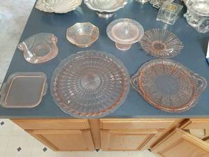 lot 1768 image: Pink Depression Glassware