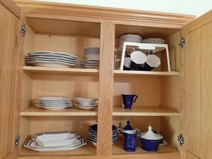 lot 1787 image: All Ironstone Dishes in Cabinet - Some Have Chips