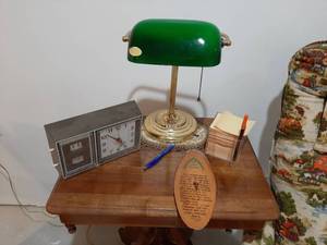 lot 1905 image: All on table - Lamp and Clock