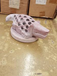 lot 1181 image: 10 soapstone crocodile candle holders