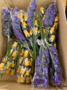 lot 1537 image: approx 24 purple and yellow fake rose bouquets