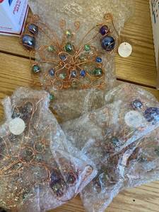 lot 1631 image: 3 pcs butterfly stained glass decor