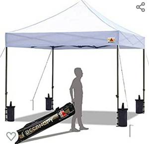 lot 246 image: ABCCANOPY Pop up Canopy Tent Commercial Instant Shelter with Wheeled Carry Bag, Bonus 4 Canopy Sand Bags, 10x10 FT (White)