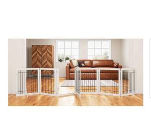 lot 253 image: Pawland - 144 Extra Wide 30 Tall Dog Gate, White Open Box Return