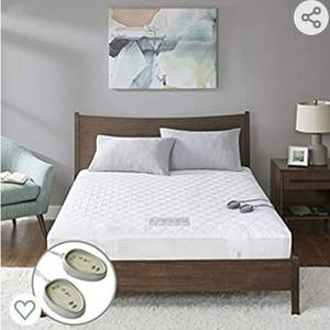 lot 285 image: Hyde Lane Premium Cotton Heated Mattress Pad Dual Controls King Quilted Cotton
