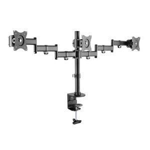 lot 318 image: Rocelco Triple Articulated Triple Monitor Desk Mount Arm- Black