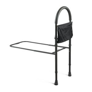 lot 324 image: Medline Bed Assist Bar With Storage Bag, Height Adjustable Bed Grab Bar, Black Frame
